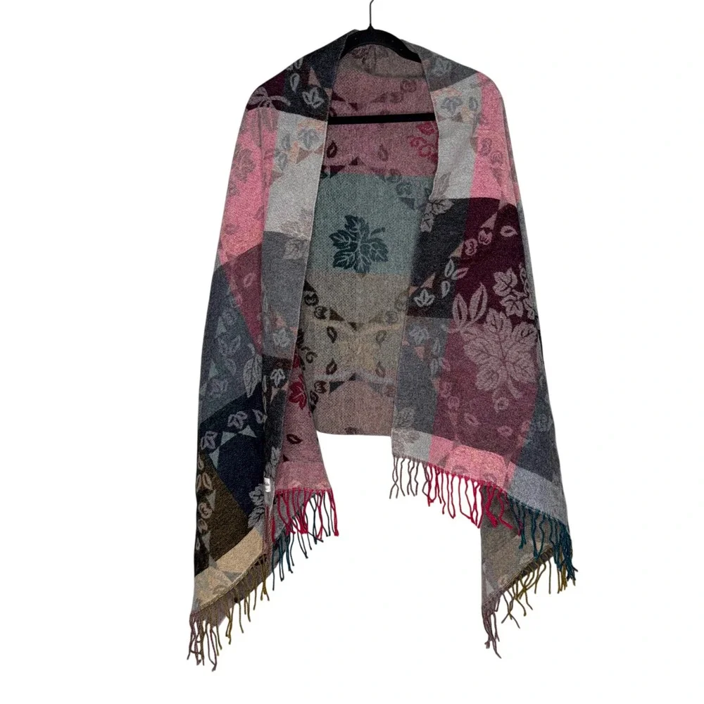 Corrierildo Floral Wool Shawl Womens OS Multicolor Excellent Made in Italy Wrap